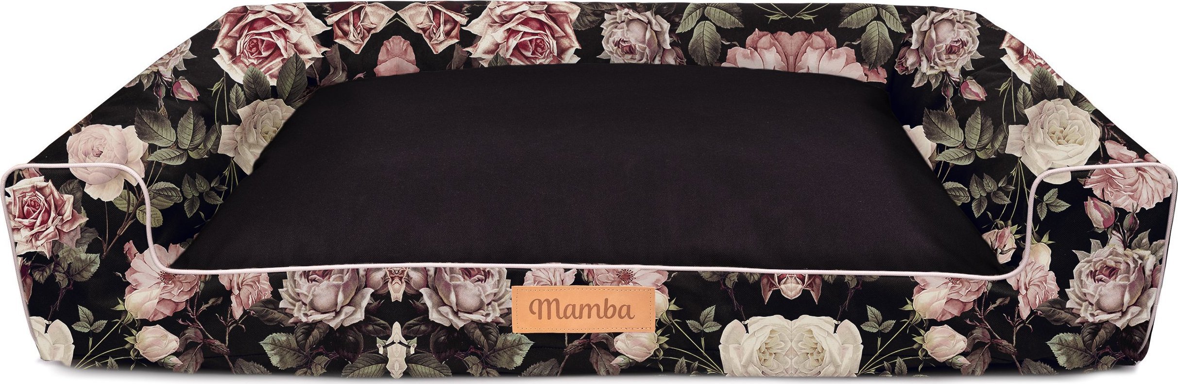 Dogeste Legowisko dla psa czarne + róże XXL