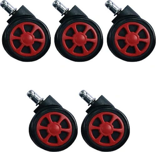 Zenga kółka do fotela miękkie kauczukowe 5szt. czerwone