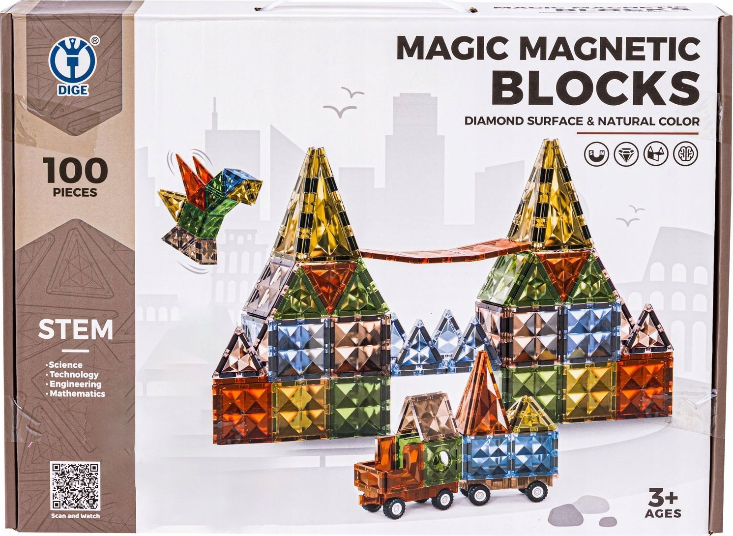 Konstrukcyjne Klocki Magnetyczne 100 Elementów