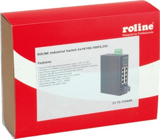 Switch Roline Switch przemysłowy ROLINE, 6x RJ-45 i 2x RJ-45 lub SC, niezarządzalny