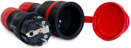 KEL Zestaw EXTREM wtyczka + gniazdo 16A 2P+Z 250V IP54 czarny/czerwony (ZWG-54)