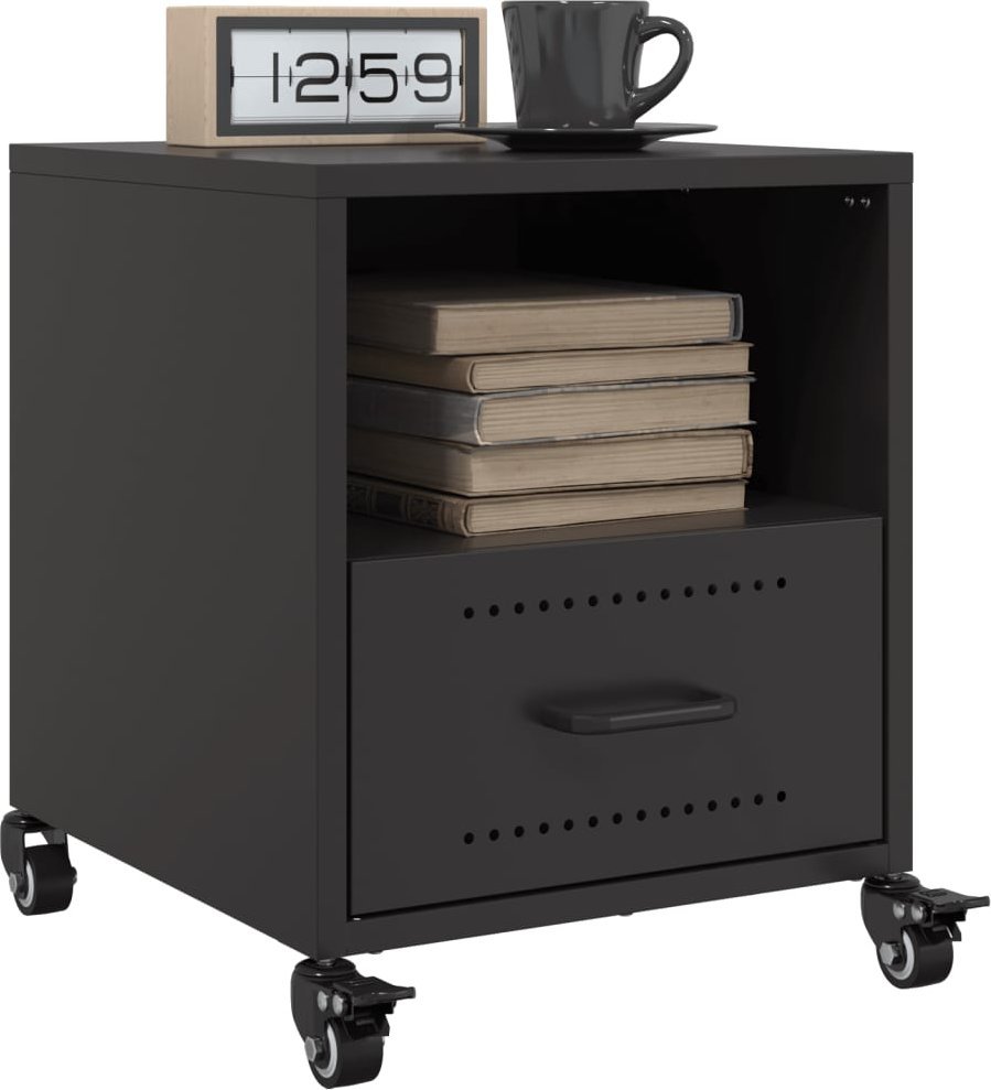 vidaXL Szafki nocne, 2 szt., czarne, 36x39x43,5 cm, stal