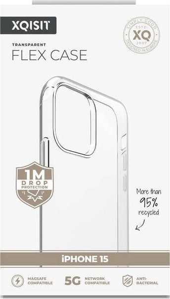 Xqisit XQISIT NP Flex Case Anti Bac, RECYCLED for iPhone 15 clear standard