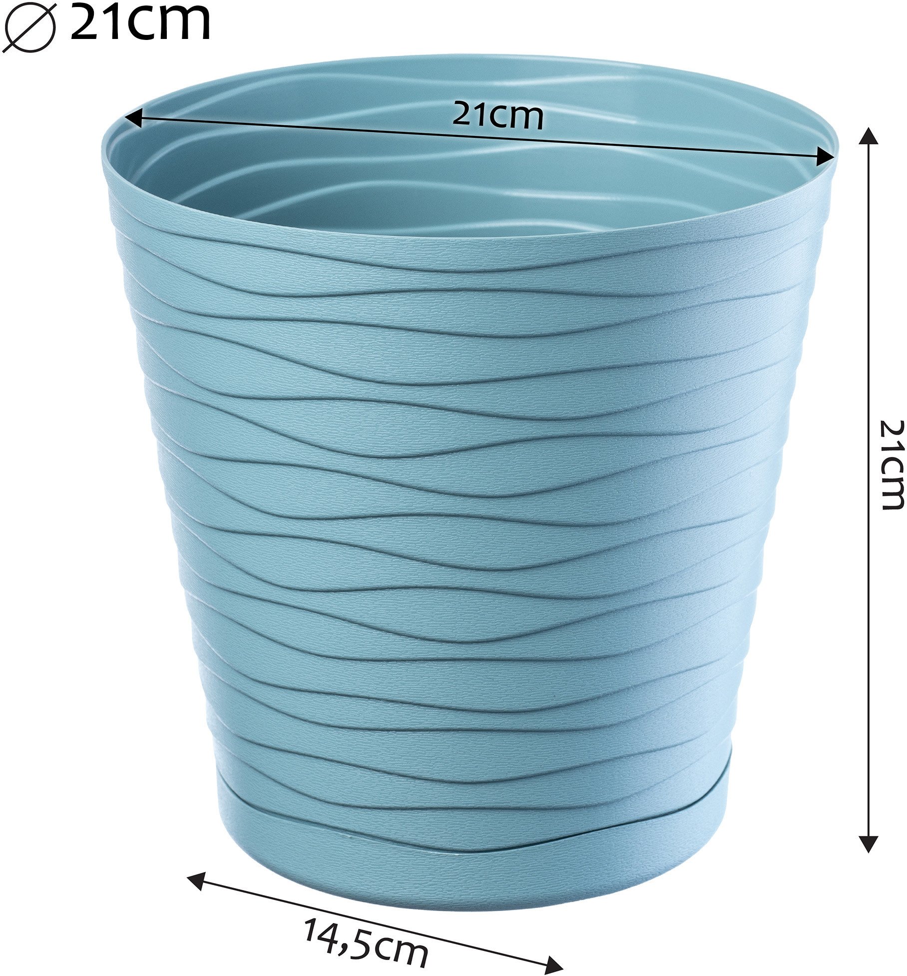 KADAX Doniczka Donica Na Kwiaty 21 cm Osłonka Z Podstawką Kwietnik Plastikowa