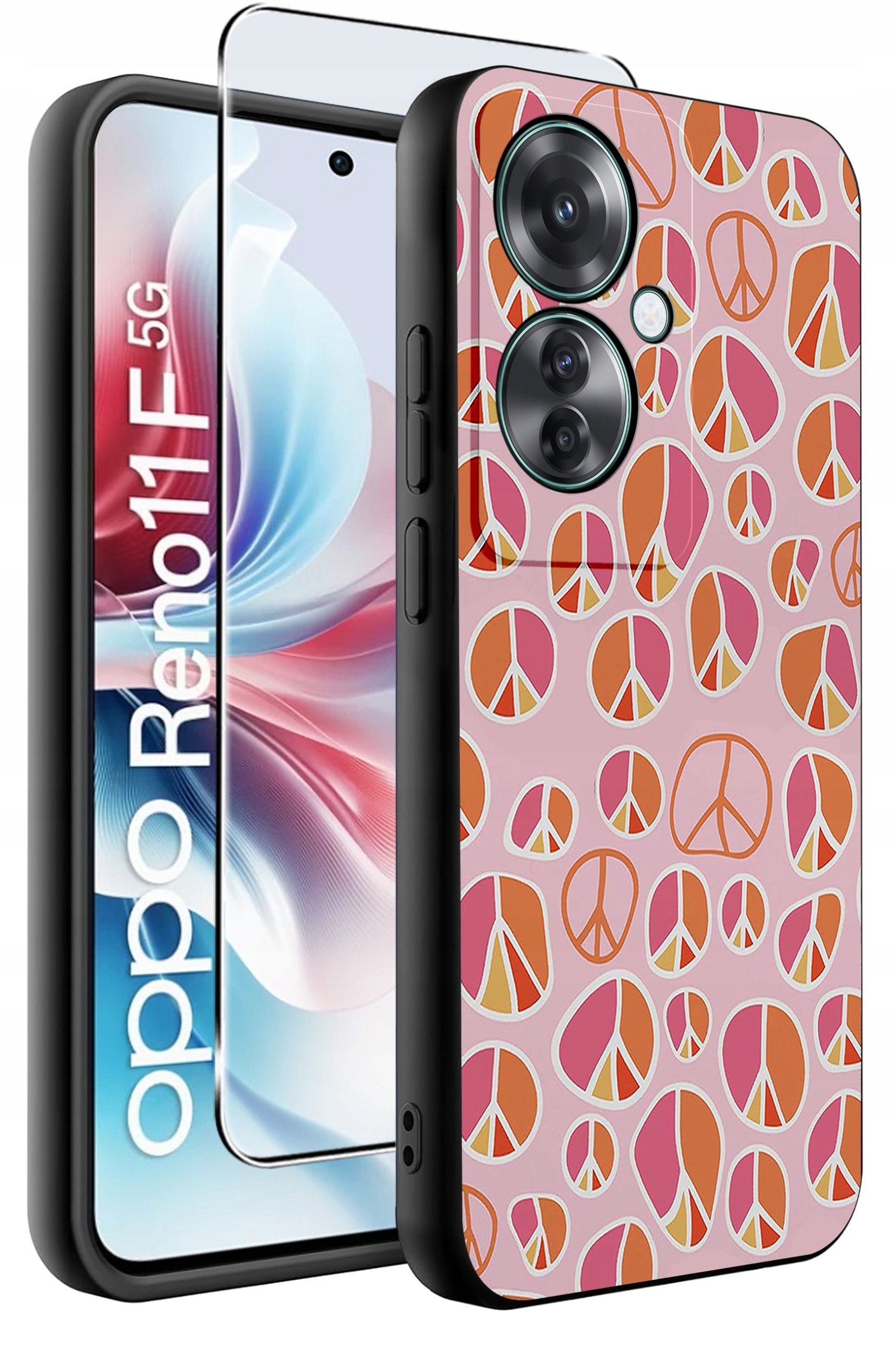 ETUI do Oppo Reno11 F 5G WZORY | SILIKONOWE MATT CASE + SZKŁO HARTOWANE 9H