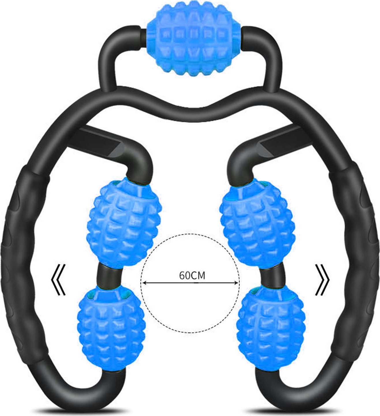 Alogy Masażer do ciała antycellulitowy ręczny roller mięśni Alogy 5x wałek do masażu Uniwersalny rolkowy czarno-niebieski