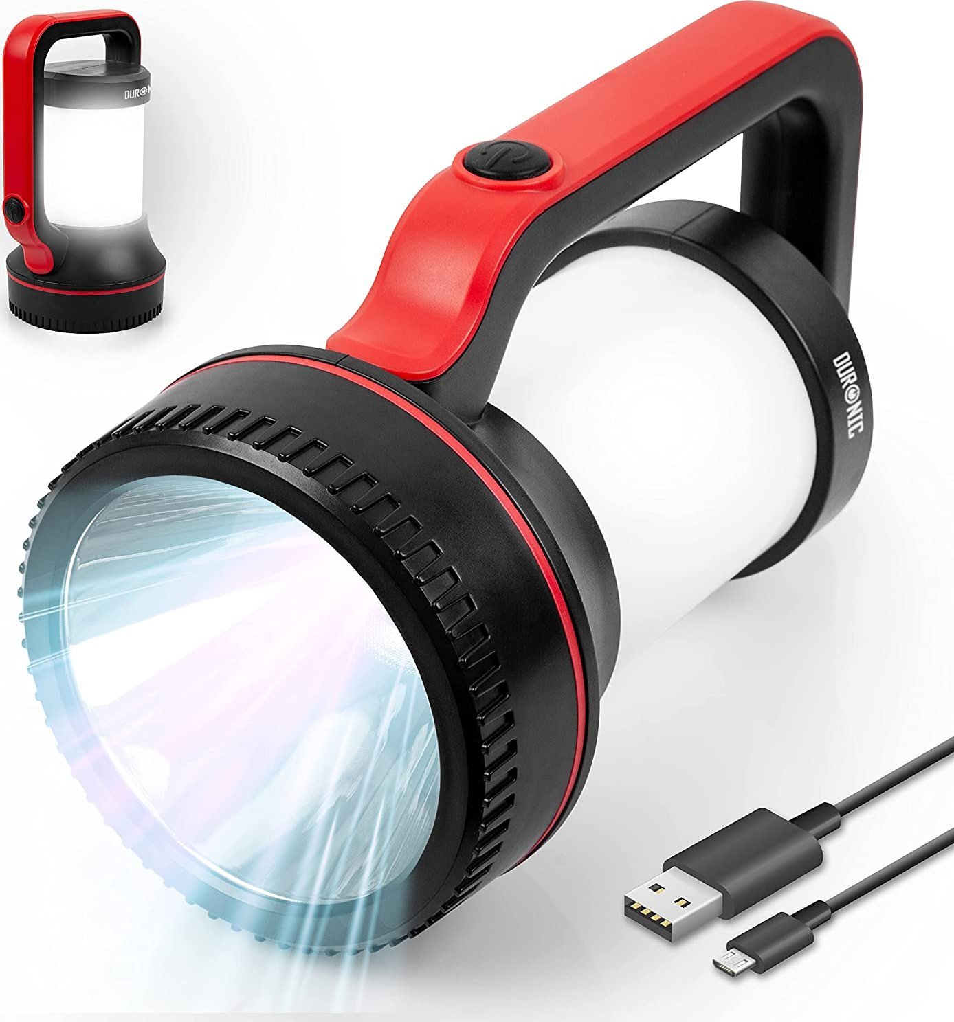 Latarka Duronic Duronic RL74 Latarka ręczna akumulatorowa 320 lm 7W | 2 w 1: latarka ręczna i lampa na biwak camping ładowana przez USB | żarówki LED