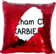 Koszulkowy Kocham Cię Skarbie - poduszka z cekinami