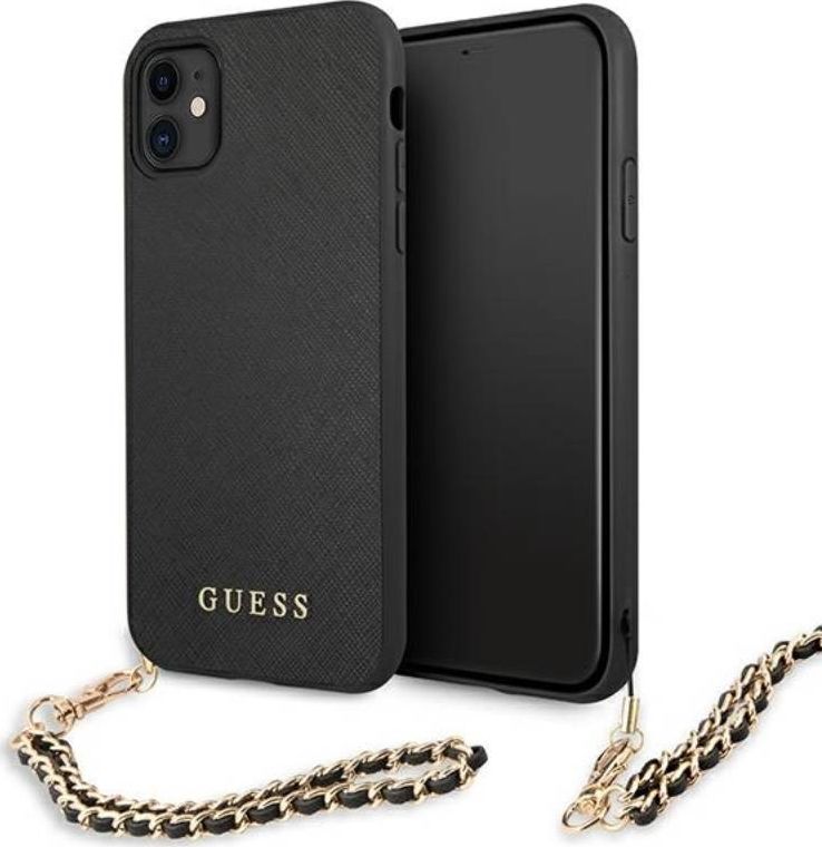 Guess Guess GUHCN61SASGBK iPhone 11 6,1" czarny/black hardcase Saffiano Chain