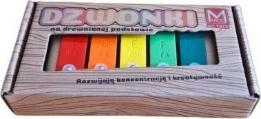 Dzwonki 5-tonowe kolorowe na drewnianej ramie