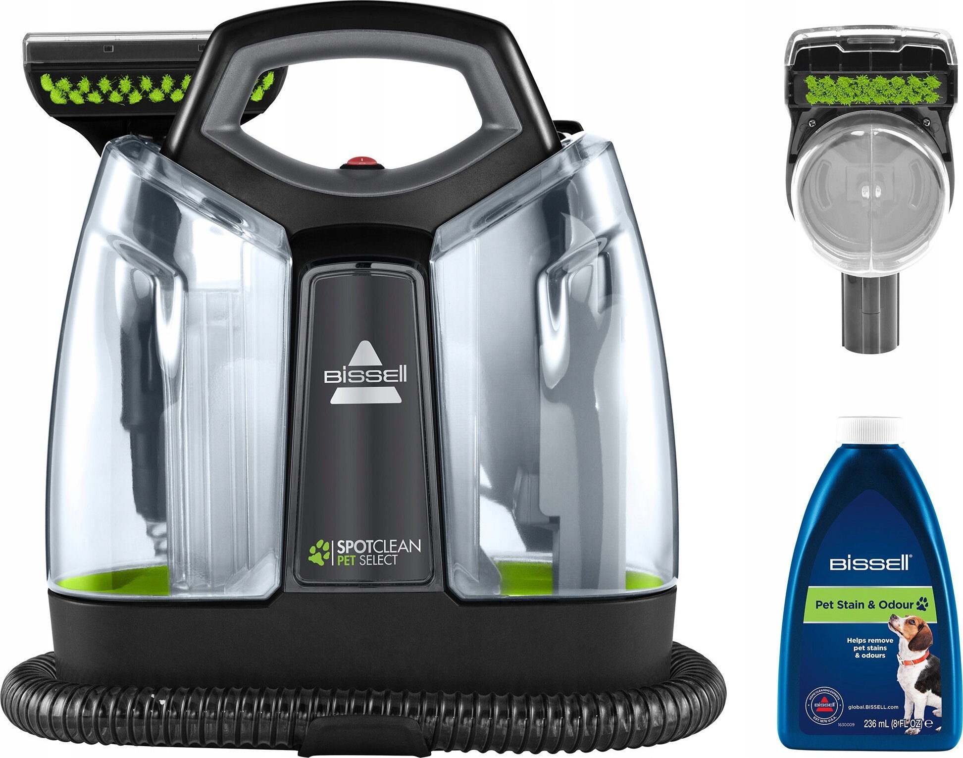 Odkurzacz piorący Bissell Bissell SpotClean Pet Select Cleaner 37288 Corded operating Handheld 330 W - V Juodas/Titanium/Lime Garantija 24 mėn.