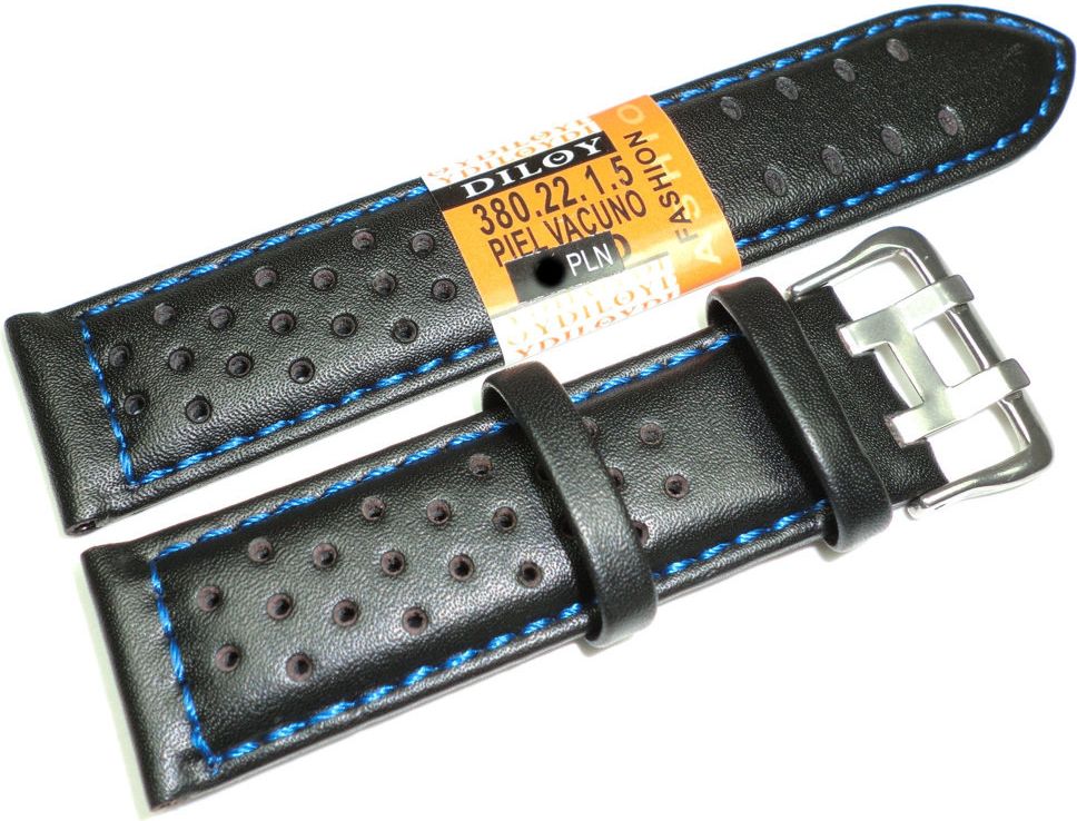 Diloy Skórzany pasek do zegarka 22 mm (380.22.1.5)