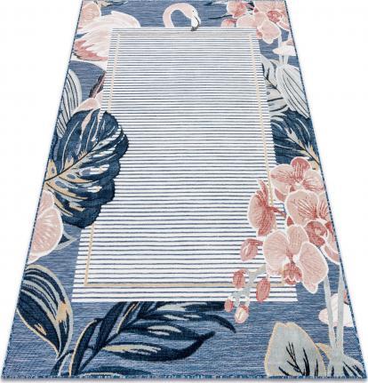 Dywany Łuszczów Dywan Strukturalny BOTANIC 65240 Flaming, liście płasko tkany, na balkon, taras - granat, 157x220 cm