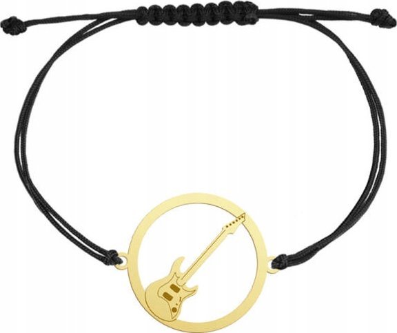 MEJK Jewellery Bransoletka Złota Gitara Elektryczna 925 Sznurek Prezent Muzyka GRAWER