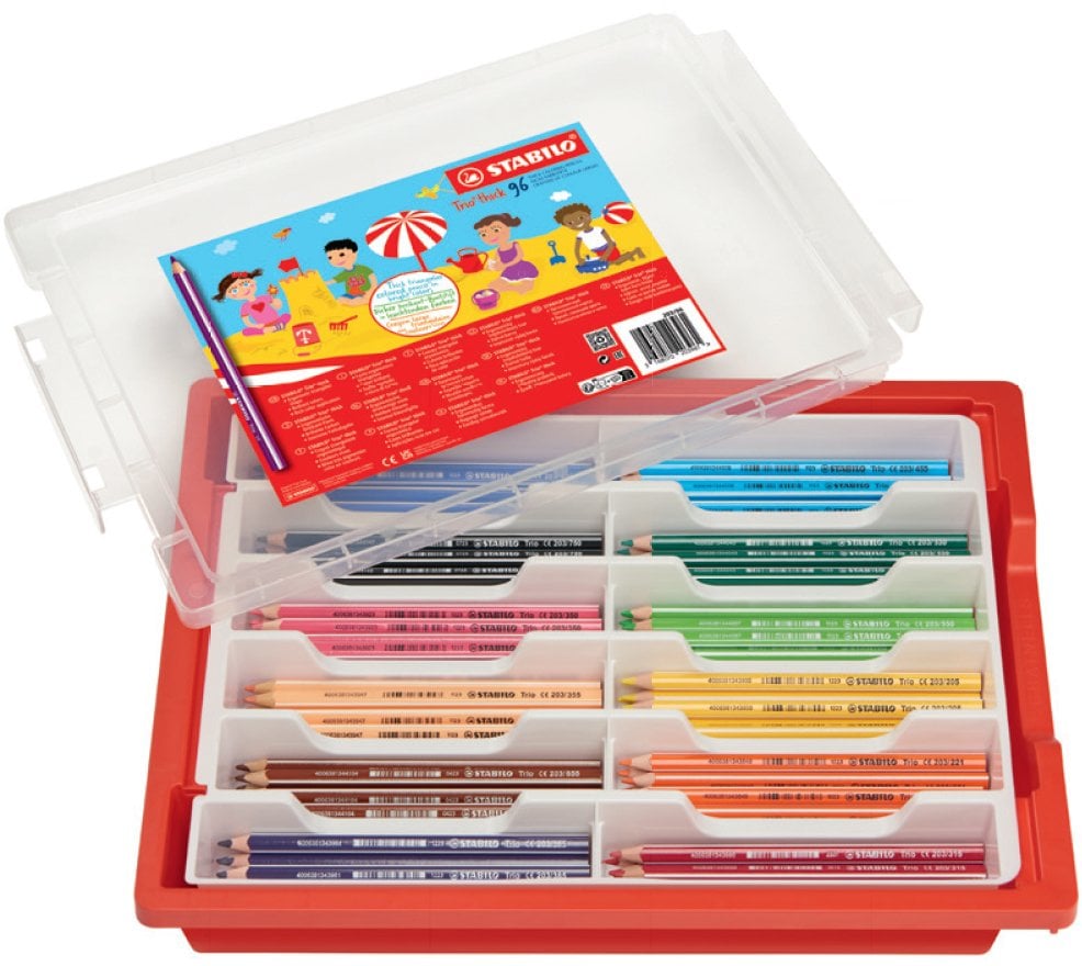 Stabilo Trio Zestaw kredek kolorowych z 96 sztukami, grubymi, trójkątnymi