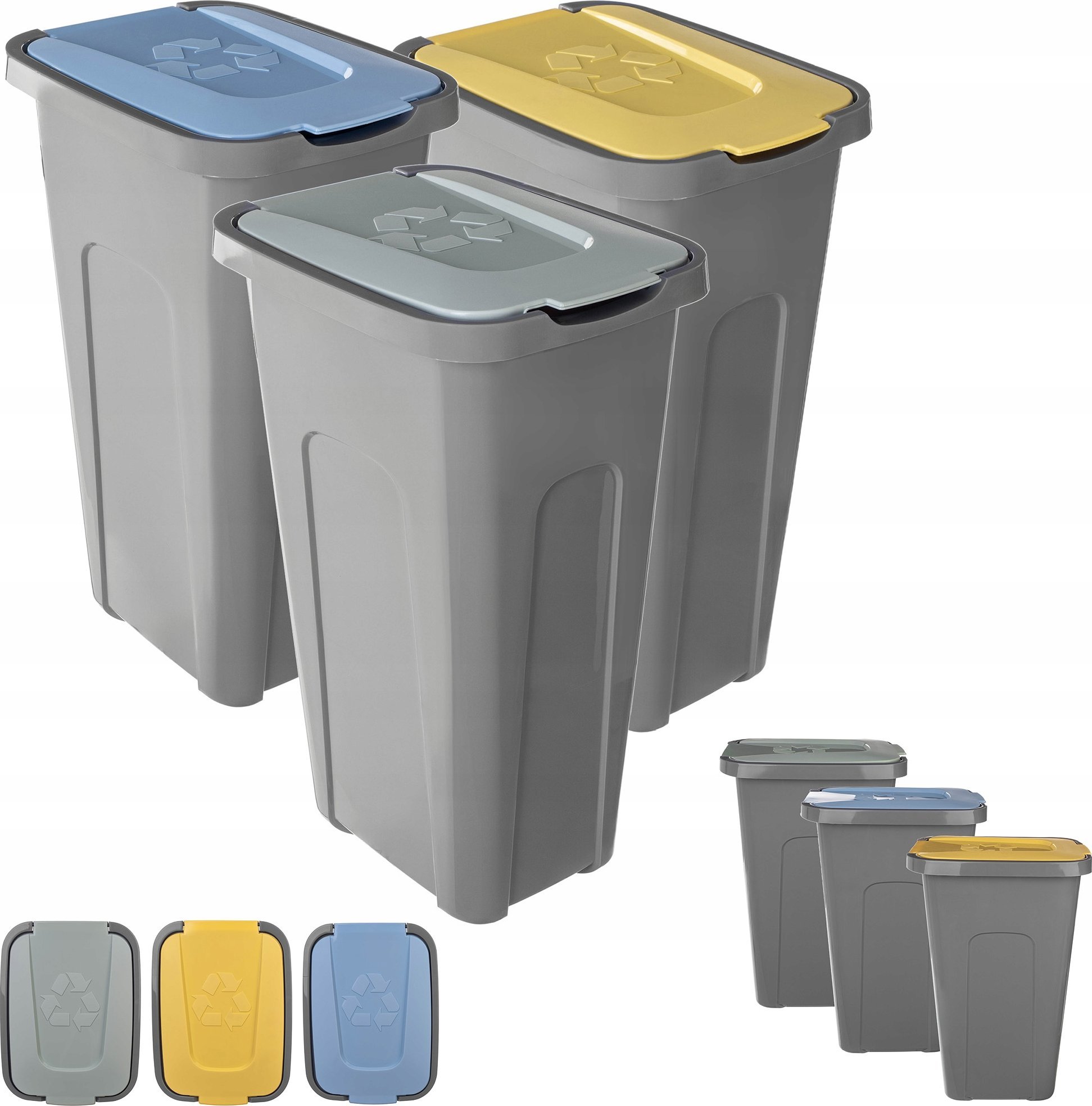 KADAX Kosze Na Śmieci Pojemnik Na Odpady 30L Do Segregacji Kubeł Śmietnik 3szt