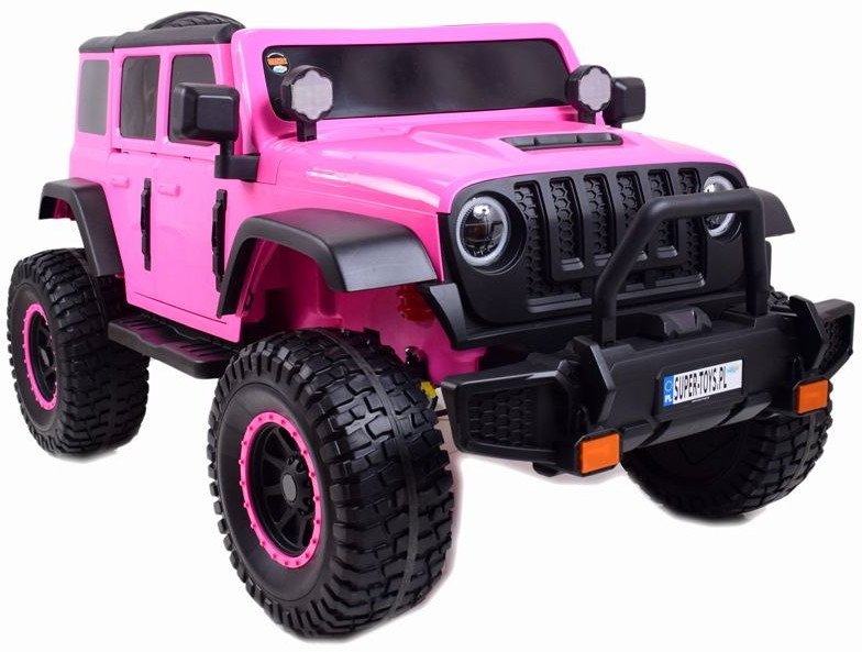 Super-Toys OLBRZYMI JEEP NA AKUMULATOR SPEED, SUPER RÓŻ, MIĘKKIE KOŁA, SIEDZENIE, APLIKACJA/DLS-X15A