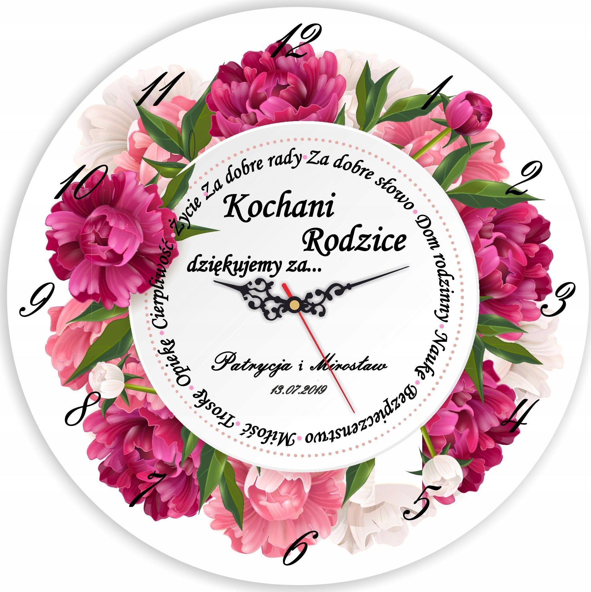 naSciane PODZIĘKOWANIE DLA RODZICÓW ŚLUB Zegar Kwiaty