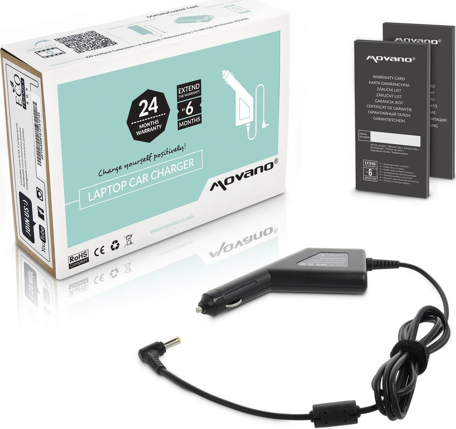 Zasilacz do laptopa Movano Zasilacz samochodowy Movano 19v 3.42a (5.5x1.7) 65W do Acer, Packard Bell