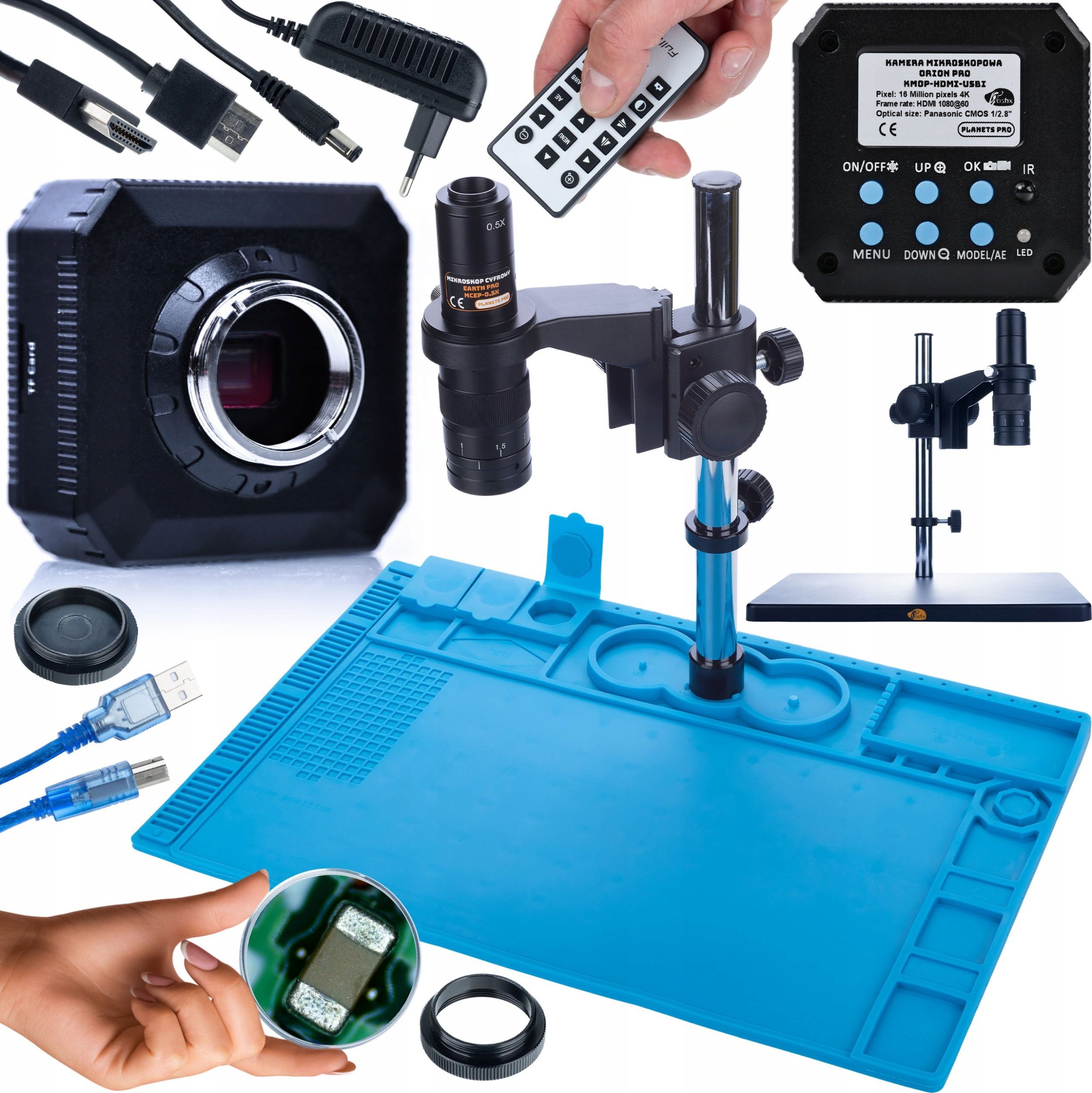 Mikroskop Rosfix MIKROSKOP CYFROWY STABILNY KAMERA UHD 16MP SILIKONOWA MATA ŻELAZNA PODSTAWA