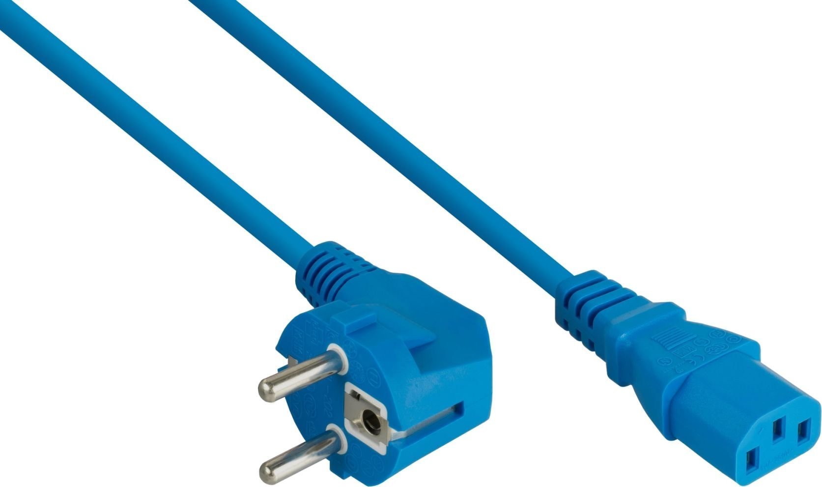Kabel zasilający Alcasa kabelmeister Schutzkontakt-St. (90° gew.) an C13 blau 3m