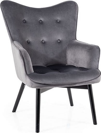 SIGNAL MEBLE Fotel welurowy CARMEN VELVET szary/czarny mat