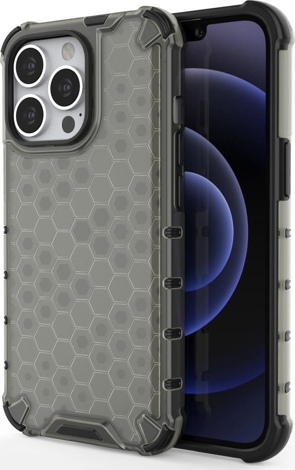 Hurtel Honeycomb etui pancerny pokrowiec z żelową ramką iPhone 13 Pro czarny
