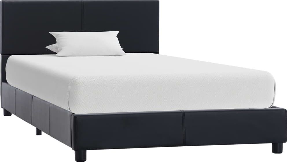 vidaXL Rama łóżka, czarna, sztuczna skóra, 90 x 200 cm