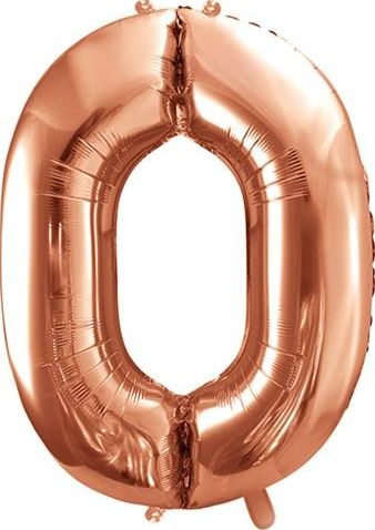 Party Deco Balon foliowy Cyfra "0", 86cm, różowe złoto uniwersalny