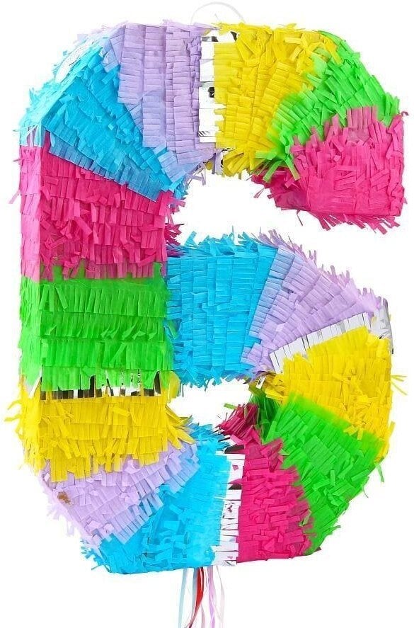 Piniata cyfra 6 pastelowa 50x35x7.5cm