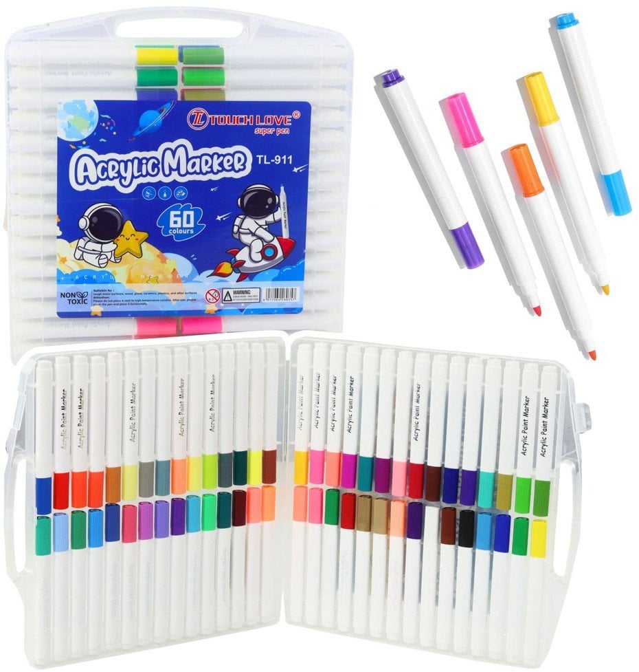 Zestaw Pisaków Markerów Akrelowych W Organizerze 60szt.