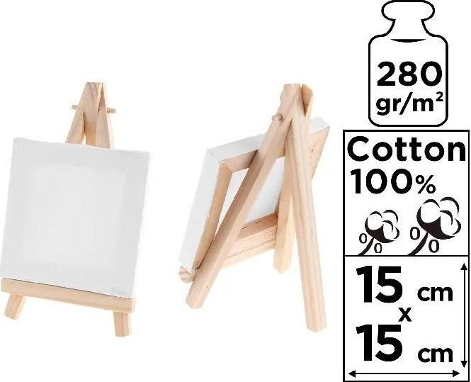 Podobrazie mini 15x15cm 280G/m2 + sztaluga