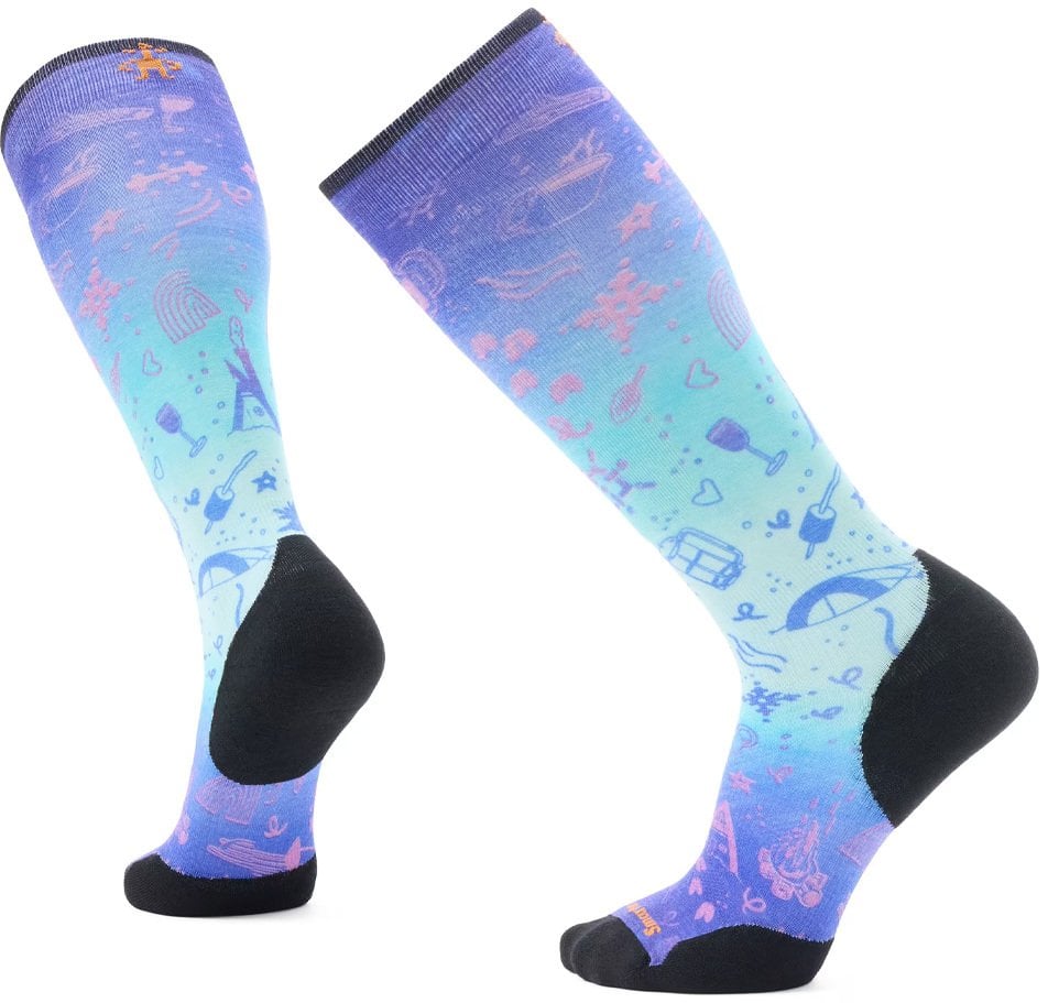 U'S Ski Targeted Cushion Nature Doodles Print OTC Socks, 810 | capri, M