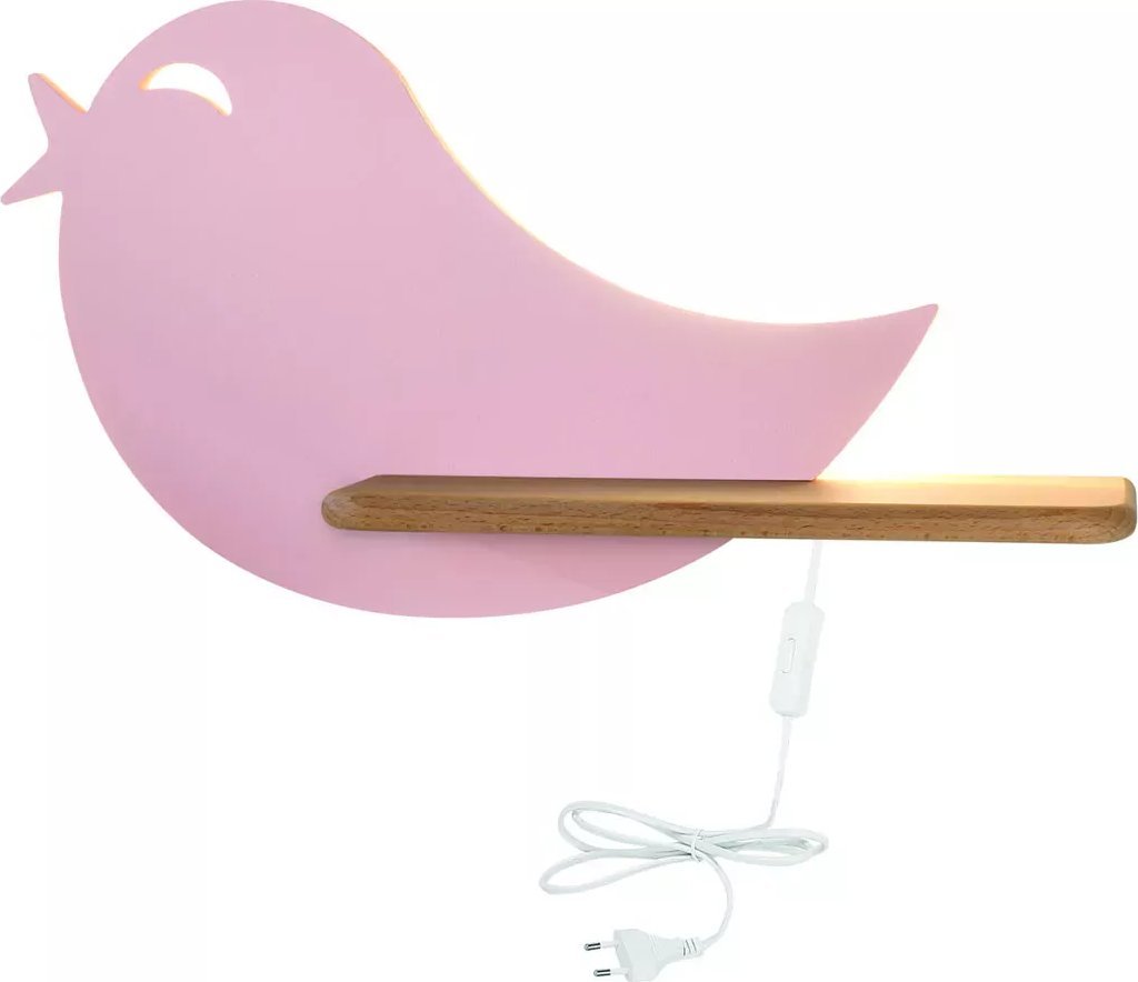 Kinkiet Lumes Różowa lampka nocna w kształcie ptaszka z wtyczką - K034-Kaka