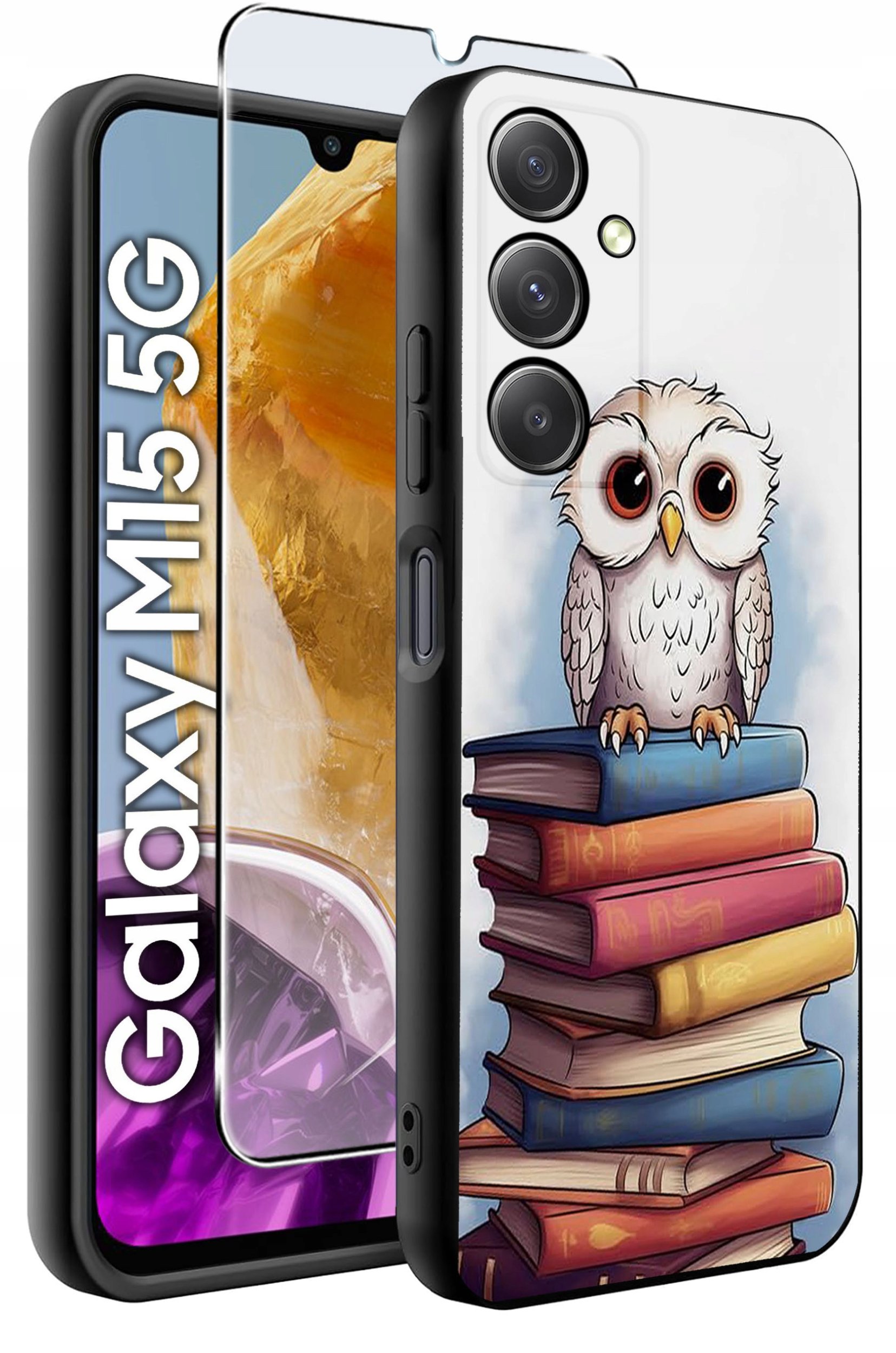 ETUI do Samsung M15 5G WZORY | SILIKONOWE MATT CASE + SZKŁO HARTOWANE 9H