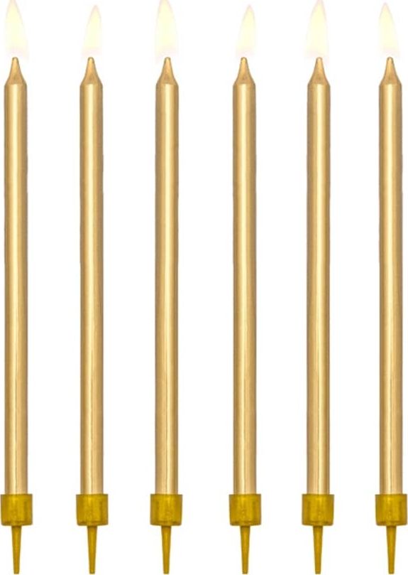 Party Deco Świeczki urodzinowe złote - 12 szt. uniwersalny