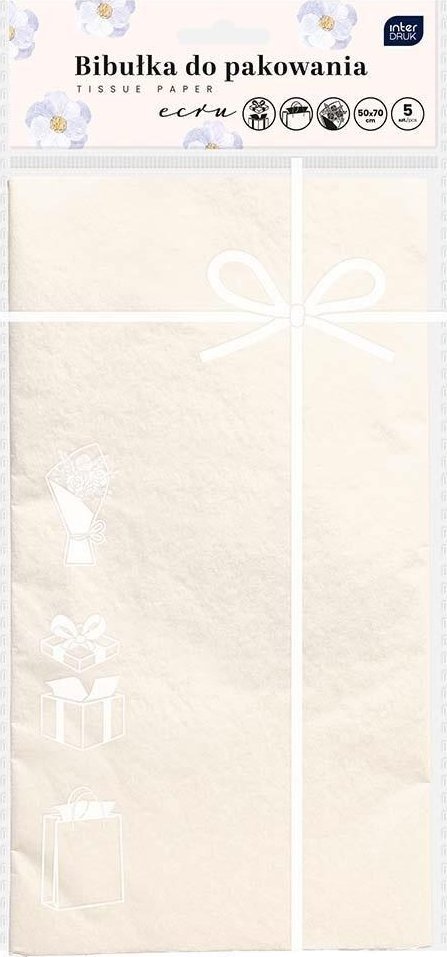 Bibułka do pakowania 50x70cm 5 arkuszy ecru
