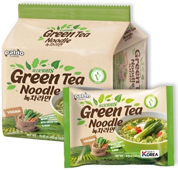 Green Tea Noodle, zupa makaronowa z aromatem zielonej herbaty 4 x 120g - Paldo