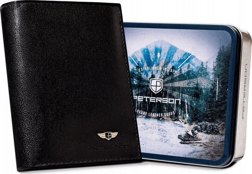 Peterson Skórzany portfel męski bez zapięcia zewnętrznego Peterson NoSize
