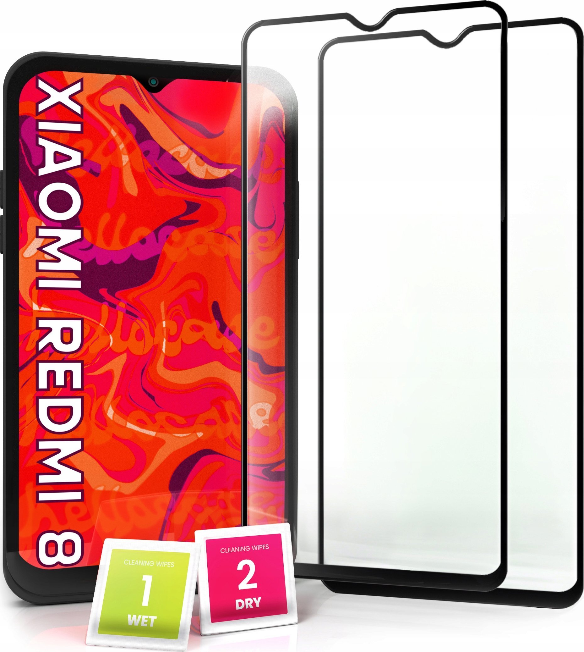 Hello Case 2-pak Szkło Hartowane do Xiaomi Redmi 8 Ochronne Pełne Na cały ekran 5D 9H