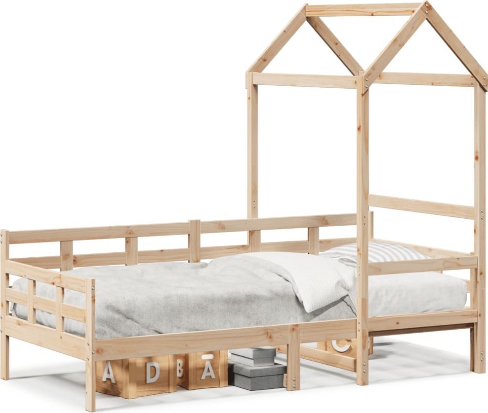 vidaXL vidaXL Łóżko dzienne z daszkiem, 90x190 cm, lite drewno sosnowe