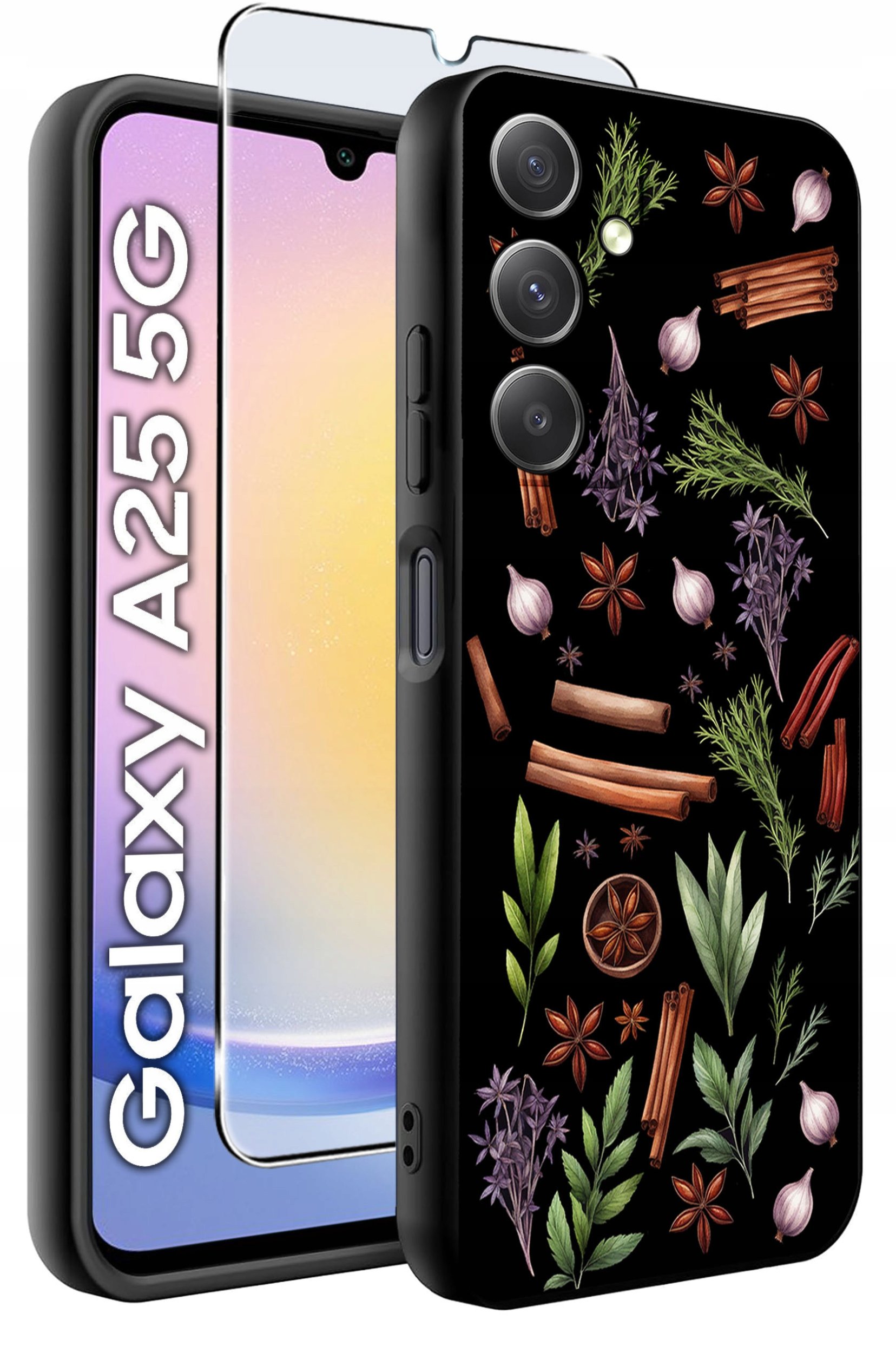 ETUI do Samsung A25 5G WZORY | SILIKONOWE MATT CASE + SZKŁO HARTOWANE 9H