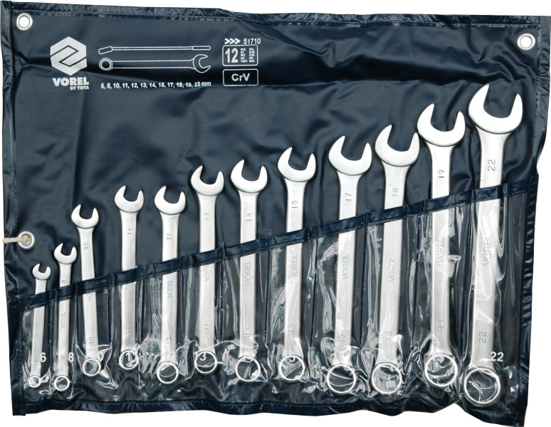 Vorel Zestaw kluczy płasko-oczkowych 6-22mm 12szt. (51710)