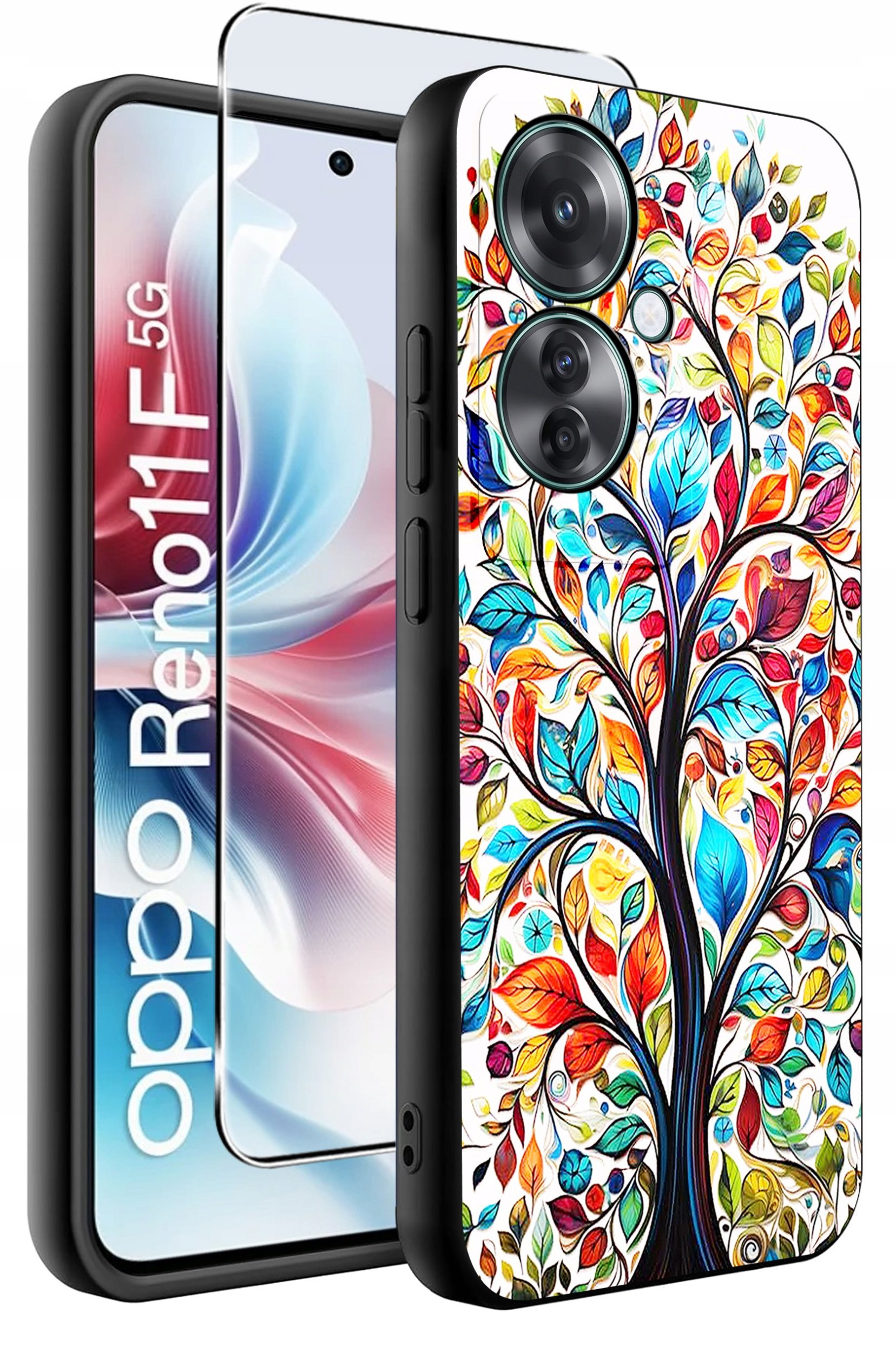 ETUI do Oppo Reno11 F 5G WZORY | SILIKONOWE MATT CASE + SZKŁO HARTOWANE 9H