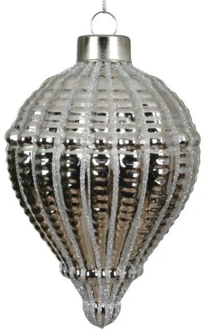 Bombka choinkowa szklana srebrna przeźroczysta 8 cm mix wzorów 1 szt.