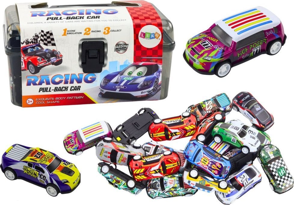 Zestaw Resoraków Autek W Walizce 25 Sztuk Mata z Drogami LEAN Toys