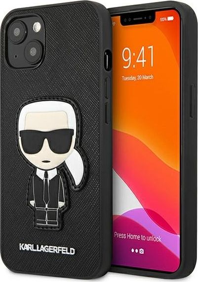Karl Lagerfeld KLHCP13SOKPK iPhone 13 mini 5,4" czarny/black hardcase Saffiano Ikonik Karl`s Patch