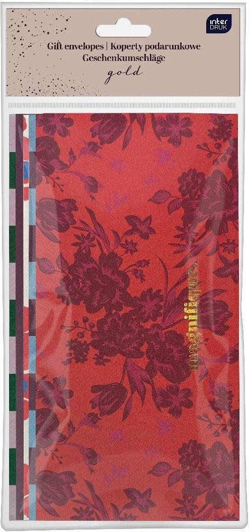 Koperty podarunkowe 22x11cm 5szt gold