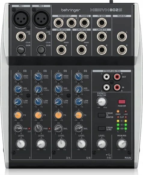 Kolumna Behringer Behringer 502S - 5-kanałowy kompaktowy mikser analogowy z interfejsem USB zaprojektowany specjalnie do obsługi podcastów, streamowan
