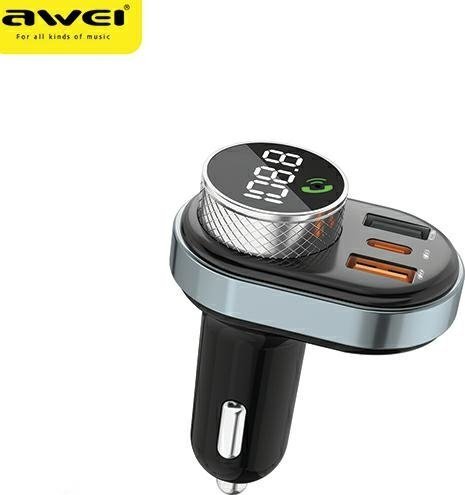 Transmiter FM Awei Zestaw głonomówišcy C-843 MP3 1xUSB+1xUSB-C z transmiterem